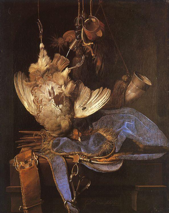 Aelst, Willem van Still Life with Hunting Equipment oil painting picture